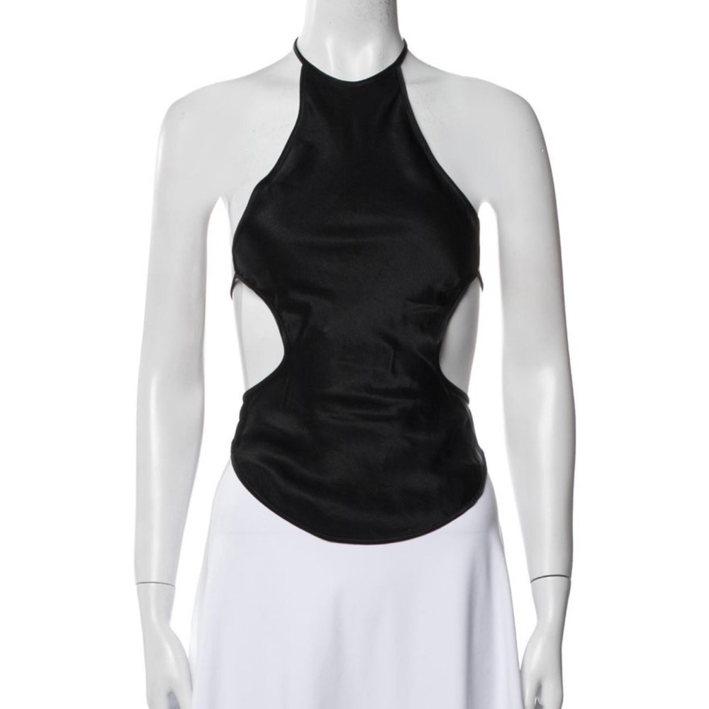 MATÉRIEL Black Cutout Halter Top